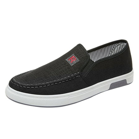 

New Fashion Casual Men Shoes Fashion Autumn Men Casual Shoes Flat Bottom Non Slip Canvas Solid Color Slip On Comfortable Simple Design Shallow Mouth