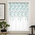 thumbnail image 4 of Weeping Flowers Semi Sheer Curtains Drapes for Living Room,Bedroom,French Doors Window 96 Inches Long,Teal Grey Summer Spring Floral Botanical Art Rod Pocket Chiffon Curtain Drapery Voile Panel, 4 of 6