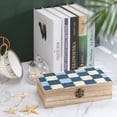 thumbnail image 4 of 7.9×2.3 In Wooden Boxes Durable Easy To Use Dustproof Prevent Slippery Delicate And Cabinet LightSteelBlue Retro Houndstooth_4, 4 of 8
