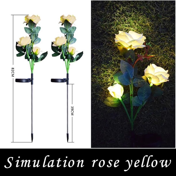 Fiudx Ofertas Flash Del Día Luces Al Aire Libre Del Jardín De Flores Con La Flor Artificial Solar De Rose De 6 Cabezas Encendidas
