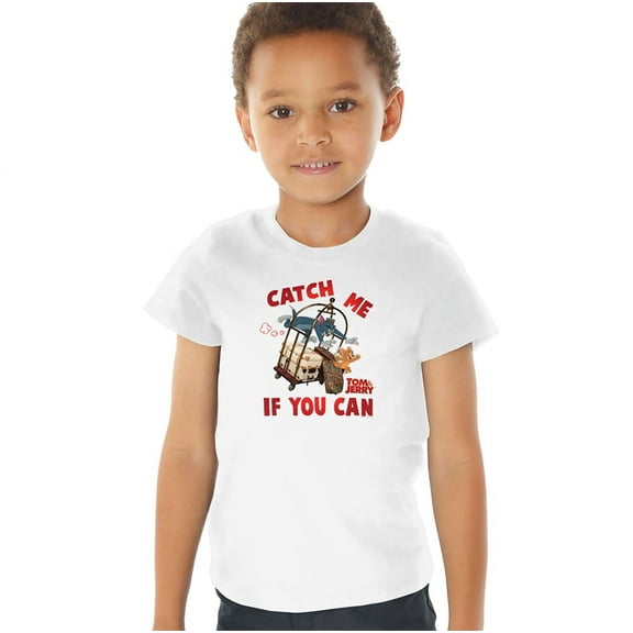 Tom And Jerry Movie Catch Me If You Can Kids T Shirt (4) for Youth Toddler Boys and Girls, White
