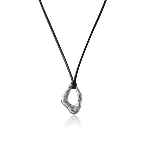 Time and Tru Women's Faux Leather Necklace with Silver-Tone Pendant