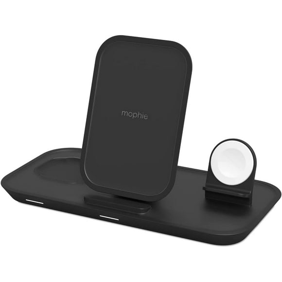 mophie 3-in-1 Wireless Charging Stand for Apple iPhone, AirPods/AirPods Pro & Watch, Fast Charging, Black (Restored)