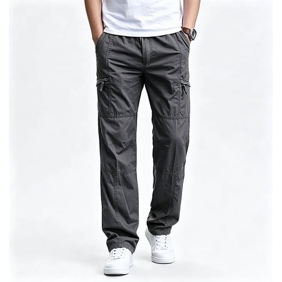 Men Breathable Cargo Work Pants Tapered Light Tough Multi Storage Outdoor Utility Trousers S-XL