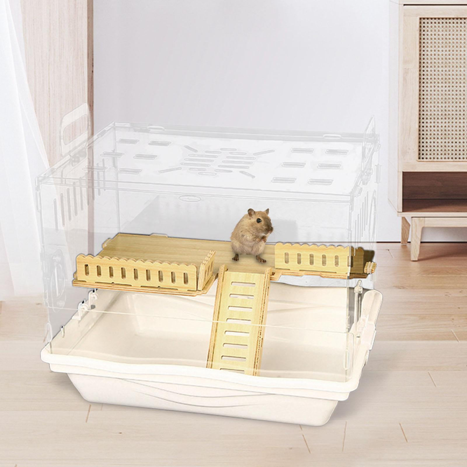 FITYLE Acrylic Hamster House, Small Animal House, Clear Living Playing Area Gerbils Acrylic Cage Small Animal Cage for Hamster Dwarf Ladder