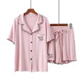 thumbnail image 2 of cfhntfmh Womens Pajama Sets Button down Short Sleeve Shirts and Drawstring Waisted Shorts Sleeping Loungewear Sets M-L, 2 of 5