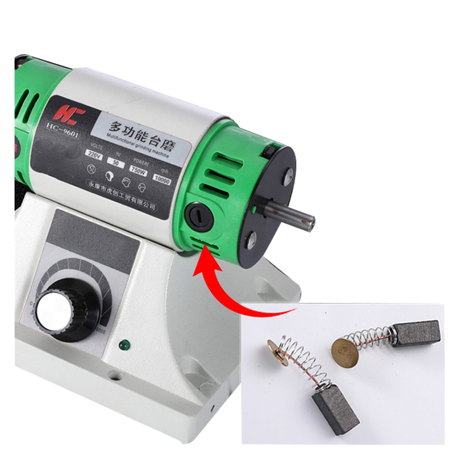 Electric Bench Polishing Grinding Machine Gem Jewelry Rock Grinder Desktop Lathe Polisher Adjustable Speed 0-10000RPM 750W