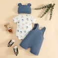 thumbnail image 4 of Tiijoy Boys Outfits Cotton Bear Short Sleeve Romper Overall Hat 3Pcs Set, Sizes 6-12M, 4 of 4