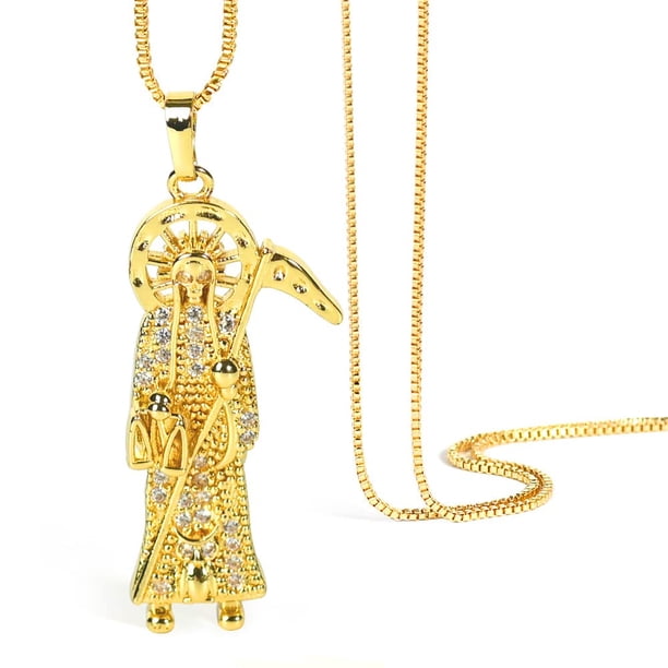 Collar BeTime Santa Muerte chapado en oro de 18 quilates para mujer