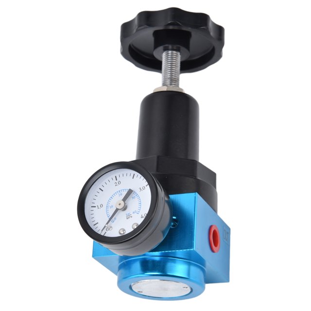 Régulateur de Pression d'Air en Alliage d'Aluminium avec Poignée Réglable et Manomètre, Plage de Réglage 0.05-3.5MPa, Entrée Max 4MPa, Température de Fonctionnement -25-80°C, Mini Valve de Réduction Pneumatique pour Source d'Air Stable
