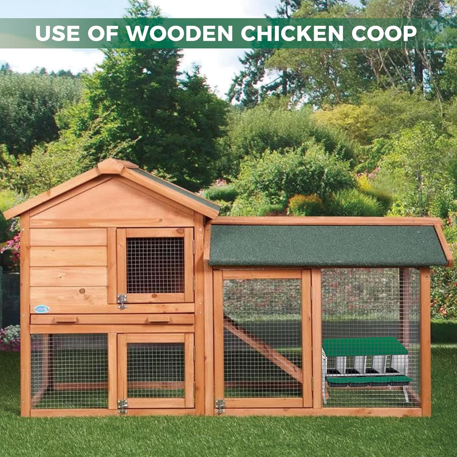 Sunvasagoo Zinc Alloy Chicken Nesting Box, 3/4 Hole Roll Away Egg Laying Box w/ Removable Tray, Wall Mount or Freestanding