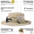 thumbnail image 3 of L/XL/XXL UV50+ Waterproof Wide Brim Bucket Sun Hat for Summer Fishing Hiking w/Detachable Strap & Vented Mesh, 3 of 5