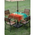 thumbnail image 4 of Outdoor Tablecloth with Umbrella Hole for Patio/Picnic/Party/Camping, Teal Red Brown Ombre Waterproof Table Cloth Square Cover Washable, Contemporary Gradient Abstract (60"x 60"), 4 of 8