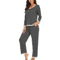 thumbnail image 4 of Lounge Pajama Set for Women 2 Piece Long Sleeve V Neck Tops Shirts and Pants Pj Sets Outfits Soft Sleepwear Loungewear, 4 of 6