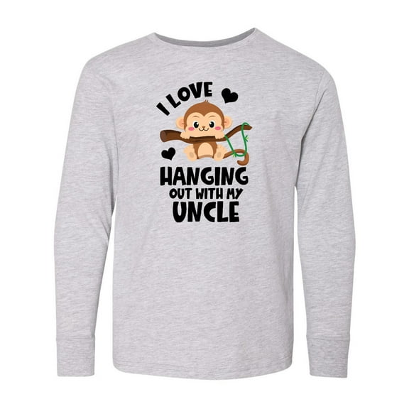 Inktastic Monkey I Love Hanging out with My Uncle Long Sleeve Youth T-Shirt