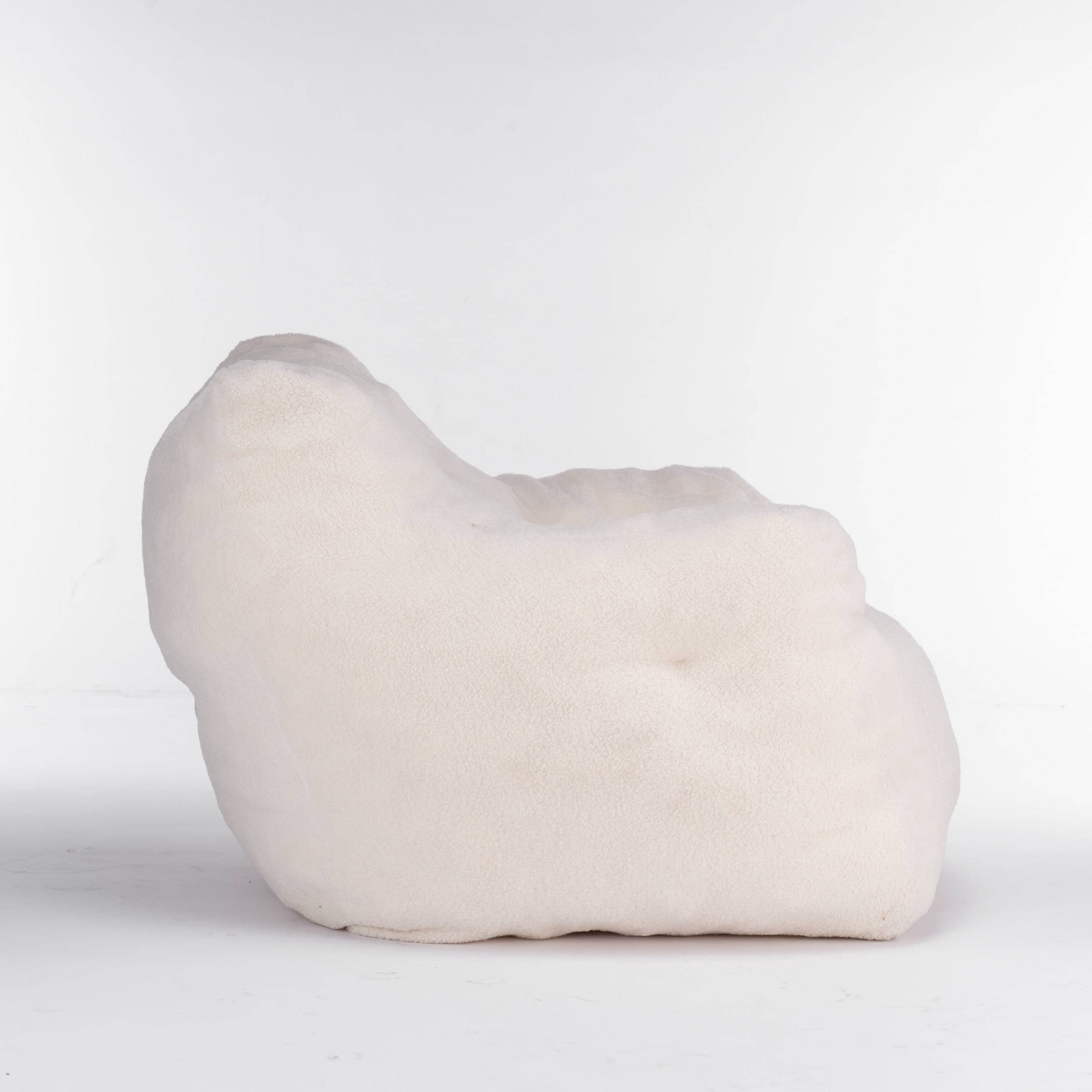 Noble House Quinci 39" Teddy Tufted Bean Bag Chair, Memory Foam Floor Lounger Accent Seat for Bedroom, Ivory