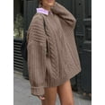 thumbnail image 6 of CIYCuIT Women's Oversized Mini Sweater Dress Solid Color Long Sleeve Crew Neck Pullover Knitwear Casual Chunky Knit Dress for Streetwear, 6 of 7