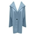 thumbnail image 4 of Huowey Women Stylish Jacket Long Sleeve Turndown Collar Wool Coat Short Overcoat Winter Thick Warm Loose Fit Relaxed Casual Outwear,Blue,L, 4 of 4