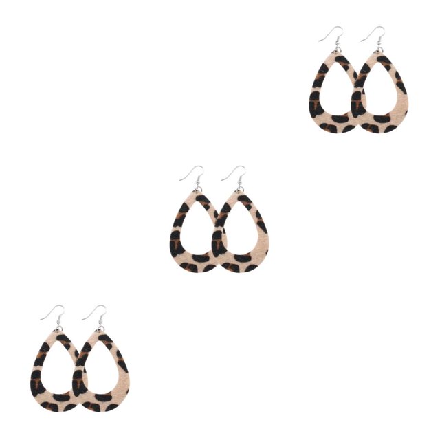 QualitChoice Leopard Print Earrings Body Decoration Water Drop Ear Dangles Birthday Gift Type 6 3Set