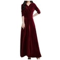 thumbnail image 1 of Vestido largo de terciopelo de manga larga para mujer - Vestido largo ajustado de corte A para fiestas de invierno, tallas M-XXXXL, 1 of 8
