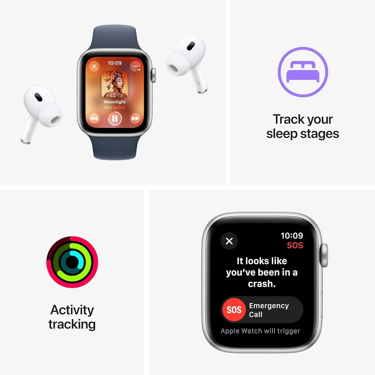 Open Box Apple Watch Series 10 (GPS) 46mm Aluminum Denim M/L - Silver (2024)
