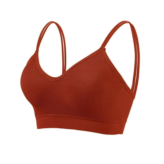 Women's Double Strap Seamless Bralette with Padded Support for Everyday Wear Comfortable Sports Bra Tops for T-Shirts and Dresses