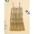 thumbnail image 3 of Suealasg Kids Girls Tassel Dress Child Girls Sleeveless Sling Square Neck Dress Little Girls Summer Fringe Layered Party Skirt, 3 of 9
