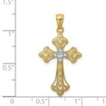 thumbnail image 3 of 14K Two-Tone Gold Charm Pendant 25 mm 16 Rhodium Diamond-Cut Cross, 3 of 4