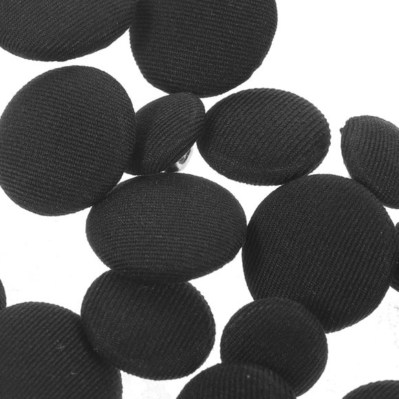 FESTFENDS 60Pcs Black Round Cloth Button Replacement Decorative for Sweaters Sewers