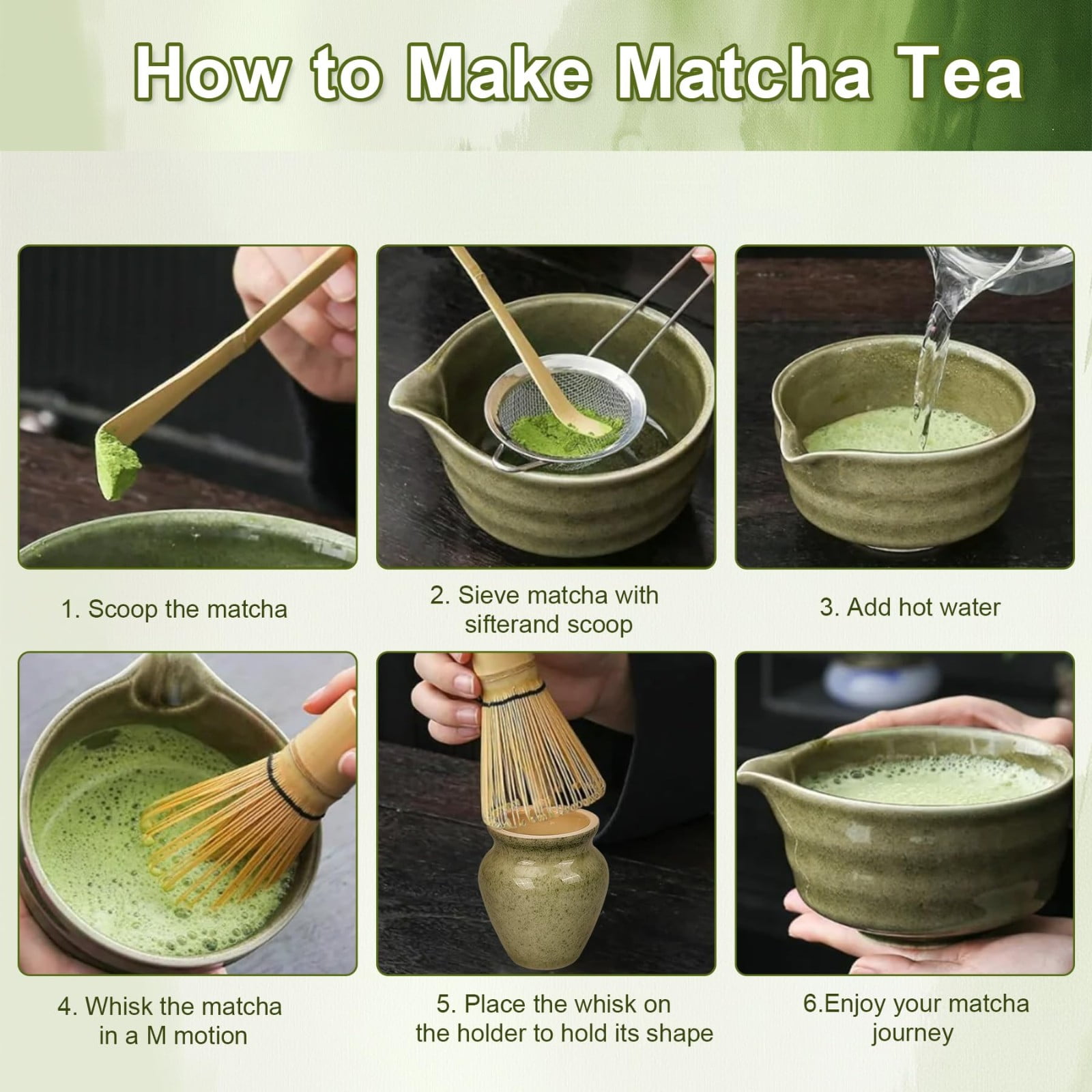 Desktop Dress Up Clearance! Matcha Tea Set with Whisk Ceramic Bowl & Holder – Matcha Making Kit for Traditional Japanese Tea – Ideal Matcha Set for Beginners And