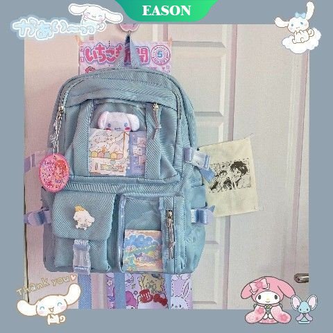 Sanrios Anime KawaiiInsins Cinnamoroll Kuromi Y HelloKitty Moda Lindo Nuevo Estudiante Mochila Luz Impermeable Bolsa Escolar 4886 Tela