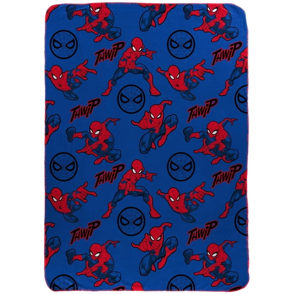 Jay Franco Kids Plush Throw Blanket – Soft & Cozy Fleece Throw for Bedroom & Couch Décor, Official Licensed Product, Blue - Spiderman, 46x60 - Throw Blanket