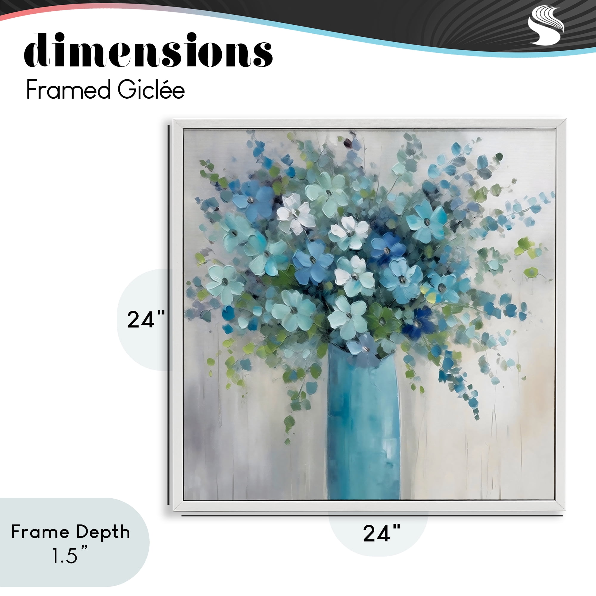 Stupell Industries Indigo Bouquet in Blue Vase White Framed Giclee Art, design by Creative Studio