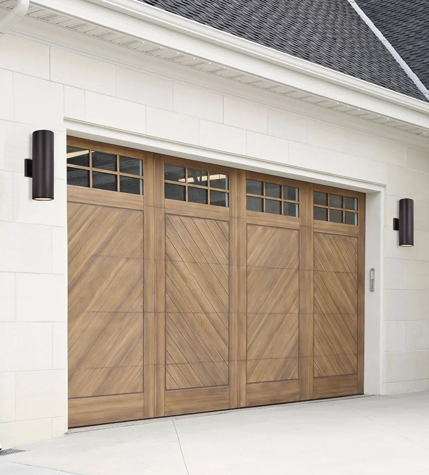 Kira Home Enzo 16" Indoor/Outdoor Wall Sconce, Weatherproof Up Down Light, Cylinder Metal Shade, Oil Rubbed Bronze