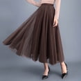 thumbnail image 3 of Rciityk Women's Elegant Tulle Maxi Skirt Elastic High Waist Solid Pleated Long Skirt Summer Spring Flowy A-Line Ankle-Length Beach Vacation Skirt, 3 of 6