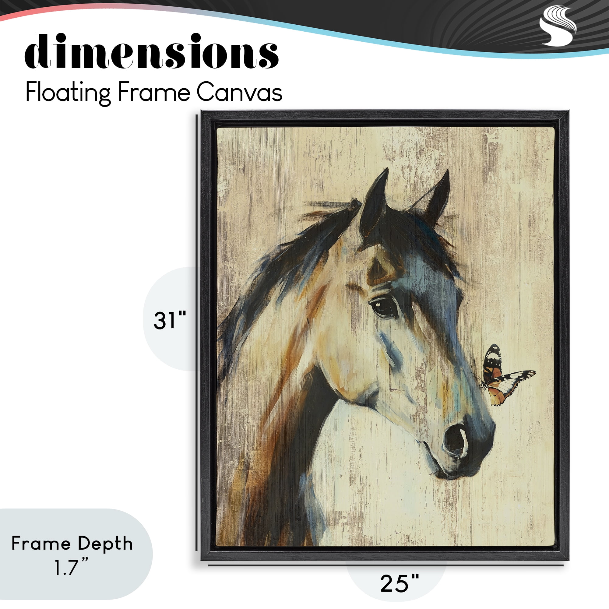 Stupell Industries Tiny Magic Horse & Butterfly Black Framed Floater Canvas Wall Art, design by Svetlana Aleynikova
