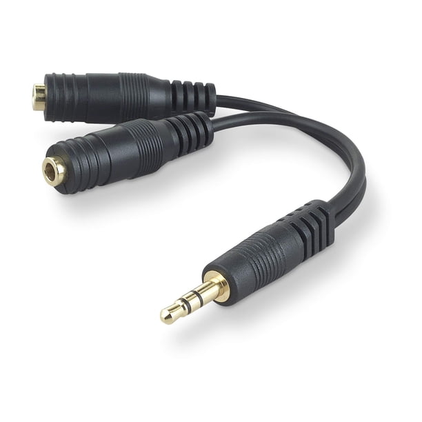 Divisor de cable de audio Belkin F8V234, altavoz AUX de 3,5 mm, negro