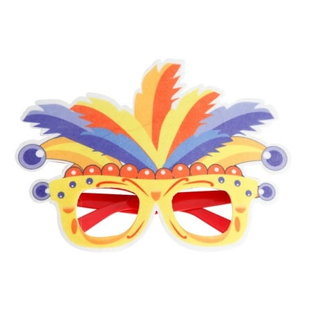 

YIMIAO Glasses Frame Eye-catching Attractive Stage Performance Felt Multicolor Feather Cosplay Glasses Carnival Accessories