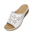 thumbnail image 3 of Women's Sandals Versatile Hollow-Out Wedge Peep Toe Solid Color Slip-on Slide Shoes Summer Beach Walking Comfortable Lightweight Slippers, 3 of 10
