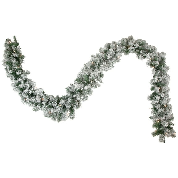 Northlight Pre-lit Flocked Madison Pine Artificial Christmas Garland - 9' x 10" - Clear Lights