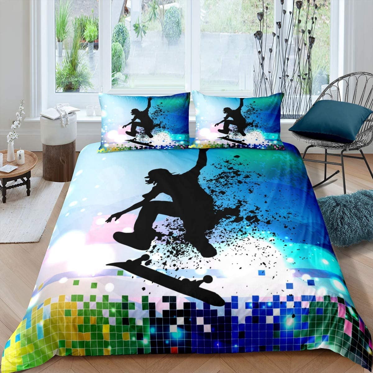 Hippie Skateboard Bedding Set Pixel 