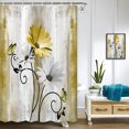 thumbnail image 2 of Farm Teal Daisy Floral Flowers and Butterfly on Country Wooden Shower Curtain for Bathroom, Turquoise Blue with 12PCS Hooks, 2 of 6