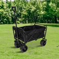 thumbnail image 2 of 100L Collapsible Folding Beach Wagon Cart With 220Lbs Large Capacity, Wagons Carts Heavy Duty Foldable With Big Wheels For Sand, Garden, Camping,Black, 2 of 10