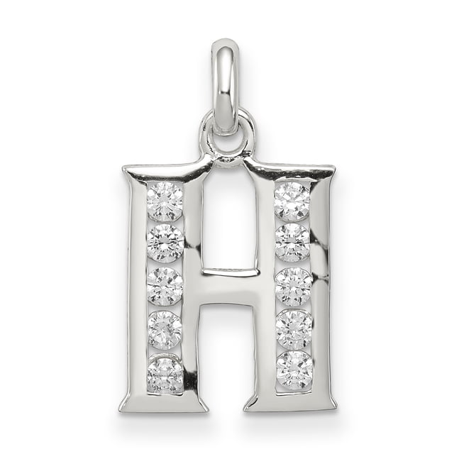 925 Sterling Silver Cubic Zircone Cz Dainty Letter H Initiale Nom Monogramme Collier Pendentif Pendentif