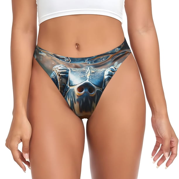 Balery Realistic Cute Sea Turtle Tangas de Algodón para Mujer con Estampado – Ropa Interior Sexy, Transpirable, G-string-X-Large