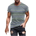 thumbnail image 2 of Mens Shirts Plus Size under $5 Short Sleeved Stripe Printed Round Neck Top Blouses *Navy XL, 2 of 5