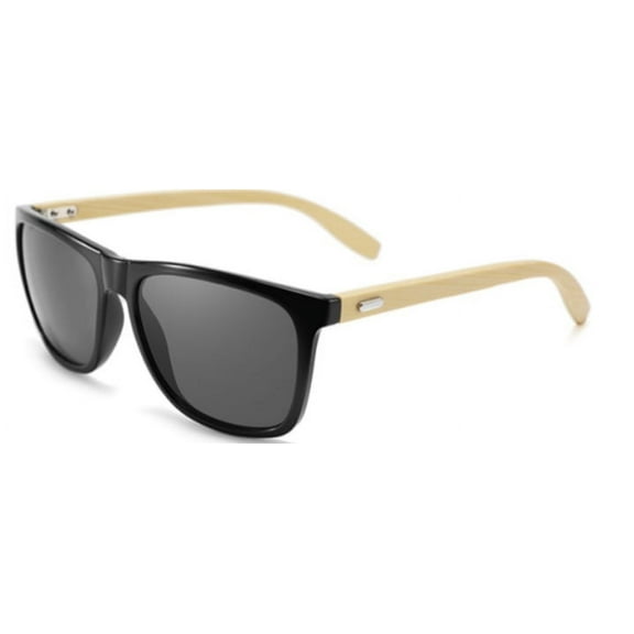 Root Saint Louis Black PC Gray Lens Bamboo Temples Unisex Sunglasses