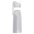 thumbnail image 2 of Sholeno Lyrical Dance Dress for Womens Rhinestones Crop Top with Split Skirt 2 Piece Dancing Outfit White XL, 2 of 4