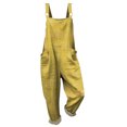 thumbnail image 5 of KPOPLK Women's Casual Wide Leg Overalls Loose Fit Jumpsuits Solid Color Adjustable Strap Bib Romper Fall Clothes Yellow S, 5 of 5