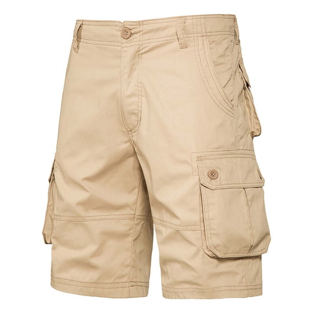 pstuiky Pantalones cortos para hombre, Pantalones cortos con cordón y múltiples bolsillos para hombre, de color liso, a la moda Pantalones cortos cargo
